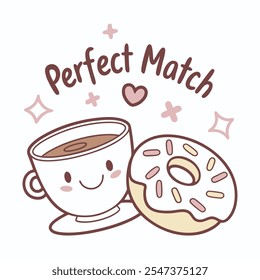 Perfect Match: Coffee and Donut Vector Design