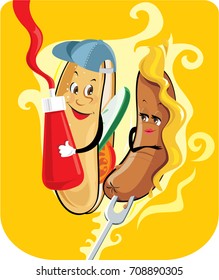 The perfect Match - Cool Hot Dog Cartoon 