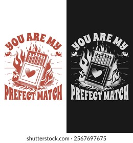 Perfect Match Couples Valentines Day T Shirt Design