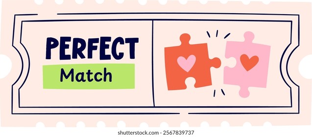 Perfect Match Coupon Ticket Vector Illustration