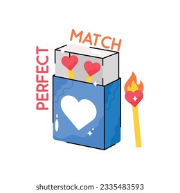 Perfect Match doodle vector outline icon. EPS 10 file