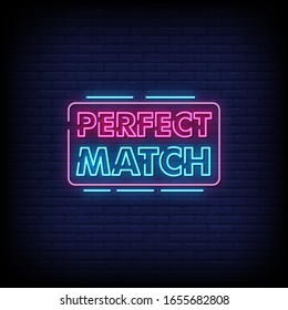 Perfect Match Neon Signs Style Text Vector