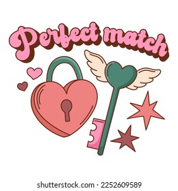 Perfect match vector print. Valentine's Day quote