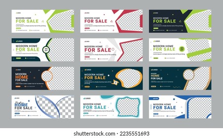 Perfect and modern home sale cover banner template for real estate company, social media cover design template