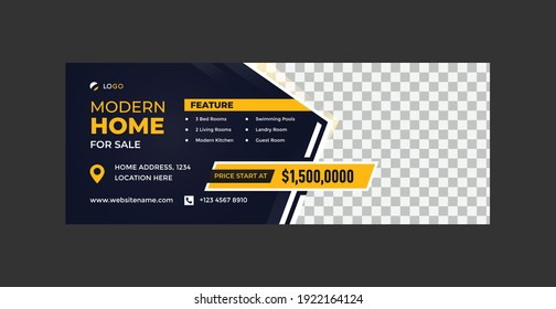 Perfect and modern home sale facebook cover banner template for real estate company, web ads