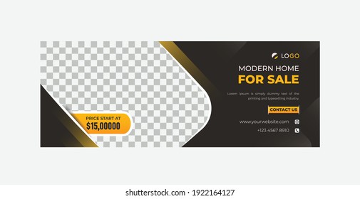 Perfect and modern home sale facebook cover banner template for real estate company, web ads