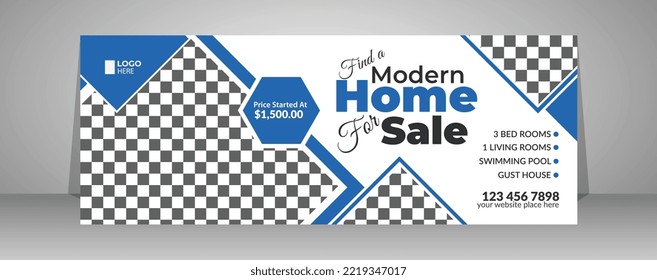 Perfect and modern home sale facebook cover banner design template for real estate company