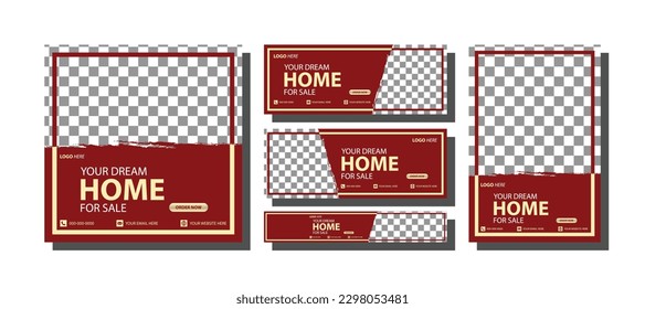 Perfect and modern home sale facebook cover banner template for real estate company, web ads modern and minimal design