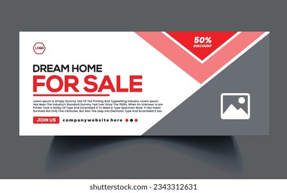 Perfect and modern home sale Facebook cover banner template.