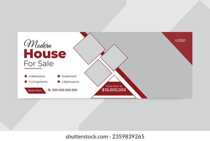 Perfecta y moderna venta de viviendas uso de medios sociales inmobiliarios facebook portada estandarte de banner. Diseño de plantilla simple horizontal, diseño en rectángulo.