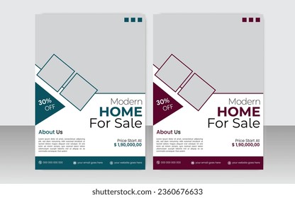 Perfect and modern home sale real estate minimal brochure layout flyers poster template design, space for photo background, vector illustration template in A4 size with two colors