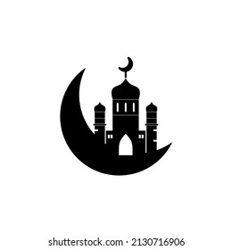 perfect mosque and moon icon for islam