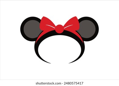 Perfect mouse ears with red bow headband for birthday party or celebration vector art illustration.