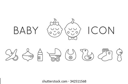 Perfect newborn set icon in vector