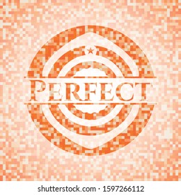 Perfect orange mosaic emblem with background