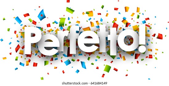 Perfect paper background with color confetti, Italian. Vector illustration.
