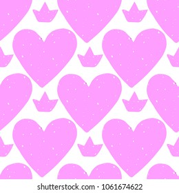 Perfect pastel seamless pattern with hearts. illustration drawn in vector by hand. Beautiful valentine pattern. EPS 10.