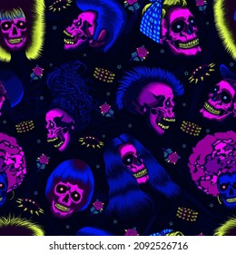 PERFECT PATTERN OF SKULL WITH WONDERFUL ROCK STAR HAIRSTYLES WITH GUITARS AND 
STUDDED BRACELLET