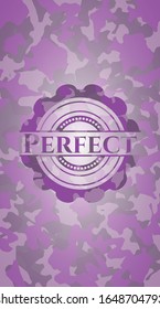 Perfect pink camo emblem. Vector Illustration. Detailed.