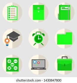 Perfect pixel icons, office and study equipment kits