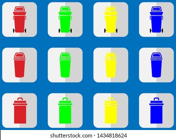 Perfect pixel, trash bin icon set, color classification according to color
