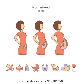 Perfect pregnancy and baby icon in vector