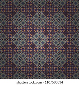 Perfect for printing on fabric or paper. Seamless pattern tile. Vintage vector decorative elements in blue, gray and violet tones. Islam, Arabic, Indian, ottoman motifs.