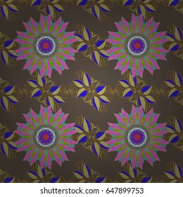 Perfect for printing on fabric or paper. Vintage decorative elements. Vector seamless pattern tile with mandalas. Islam, Arabic, Indian, ottoman motifs. Hand drawn sketch on colorful background.