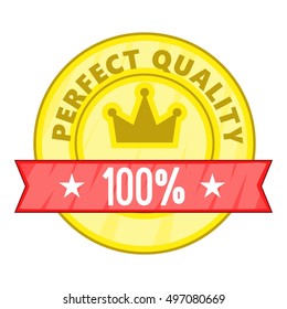 Perfect quality label icon. Cartoon illustration of perfect quality label vector icon for web