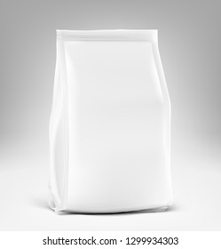 Perfect quality vertical bag mockup. Front view. Vector illustration. Easy to use for presentation your product, idea, design. Taking your 2D designs into 3D. EPS10.	