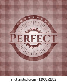 Perfect red emblem or badge with abstract geometric polygonal pattern background. Seamless.