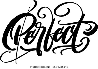 Perfect script lettering design black and white