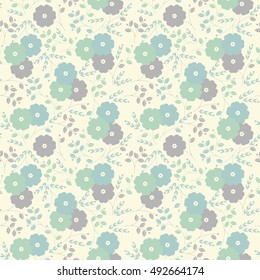 Perfect seamless pattern with cute flowers and leaves can be used for your creative ideas.