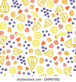 Perfect seamless pattern with fruits and berries made in vector - perfect summer texture.
