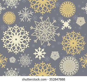 Perfect seamless pattern with stylish snowflakes.  Elegant background can be used for wallpaper, linen, paper, bedclothes, textile, cover, card and more creative designs.