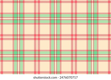 Perfect seamless tartan fabric, clothing vector texture textile. Surface check background pattern plaid in blanched almond and red colors.