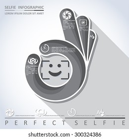 Perfect selfie design and camera infographic, vector