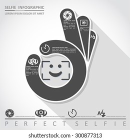 Perfect selfie design and camera infographic, vector