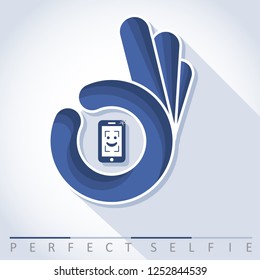 Perfect selfie. Symbol, vector