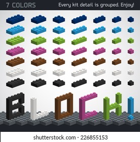 Perfect set of 3D plastic parts. Modern design.