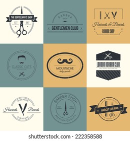 Perfect set of barber and haircut logos. Men's haircuts logo collection made in vector. Badges, labels and design elements.