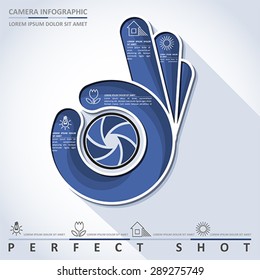 Perfect shot. Camera infographic, vector