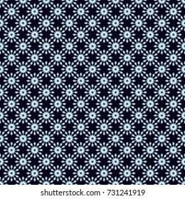 Perfect for site backdrop, wrapping paper, wallpaper, textile and surface design. Vector blue, gray and black creative Ethnic Style mandalas seamless pattern. Unique geometric swatch.