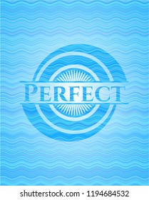 Perfect sky blue water wave badge.