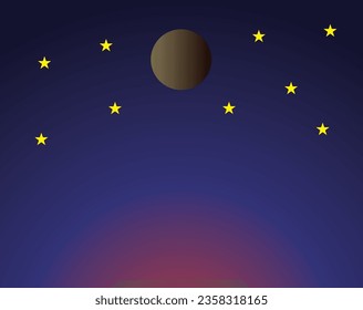 perfect sky at night with full moon and stars gradient background illustration