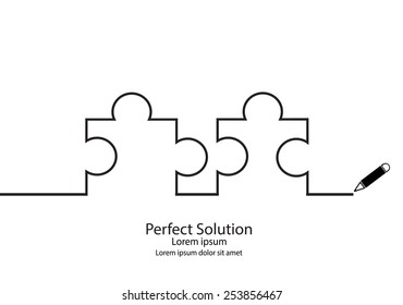 Perfect solution puzzle continuous line vector.