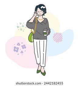 Perfect spring outfit with stylish big collar and ankle pants.