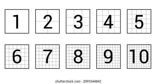 Perfect squares shape chart. Square numbers