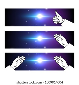 Perfect star hand vector banners set for illustration and presentation. Can be used for postcard, advertisements, wallpapers, tickets, banners, cd, cover