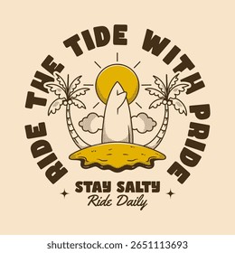 Perfeito para roupas com temas de surf, cartazes de verão, mercadorias de praia e impressões de férias tropicais elegantes